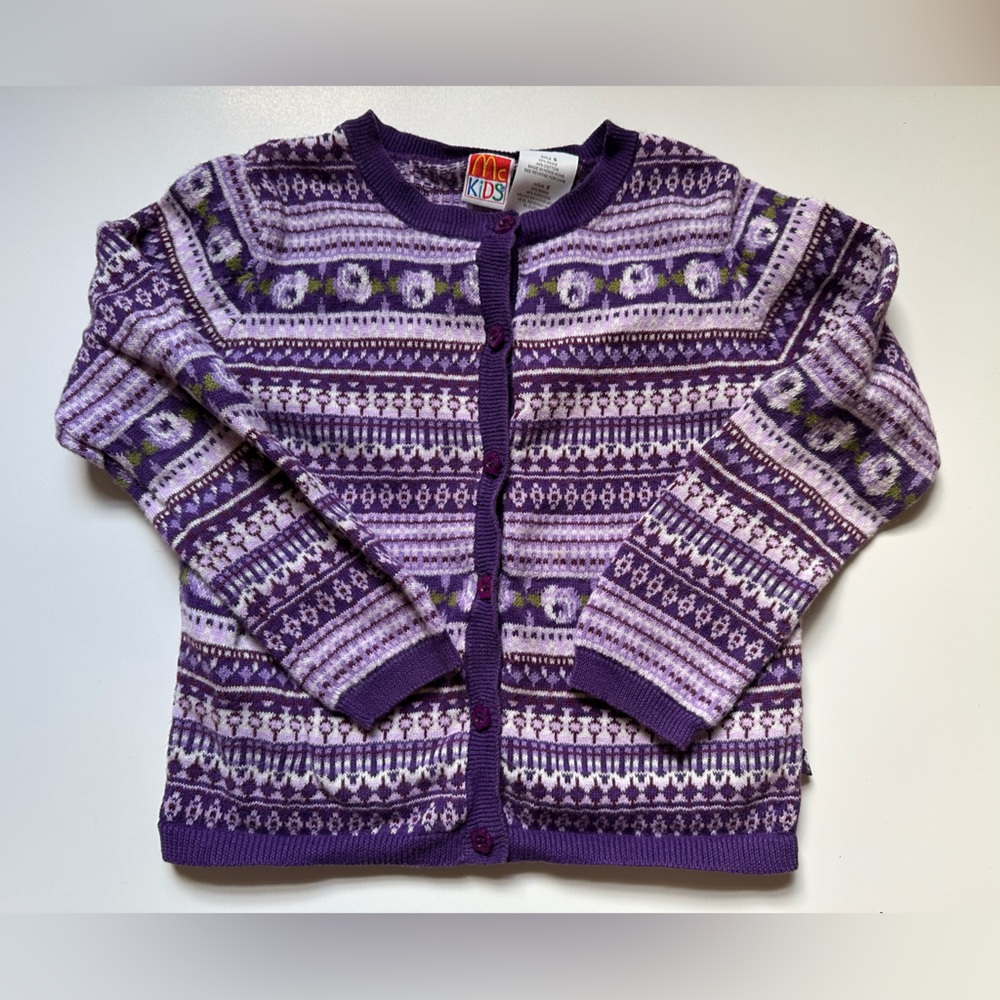 ✨5/$25 Vintage McKids Cotton Ramie Floral Fair Isle Sweater